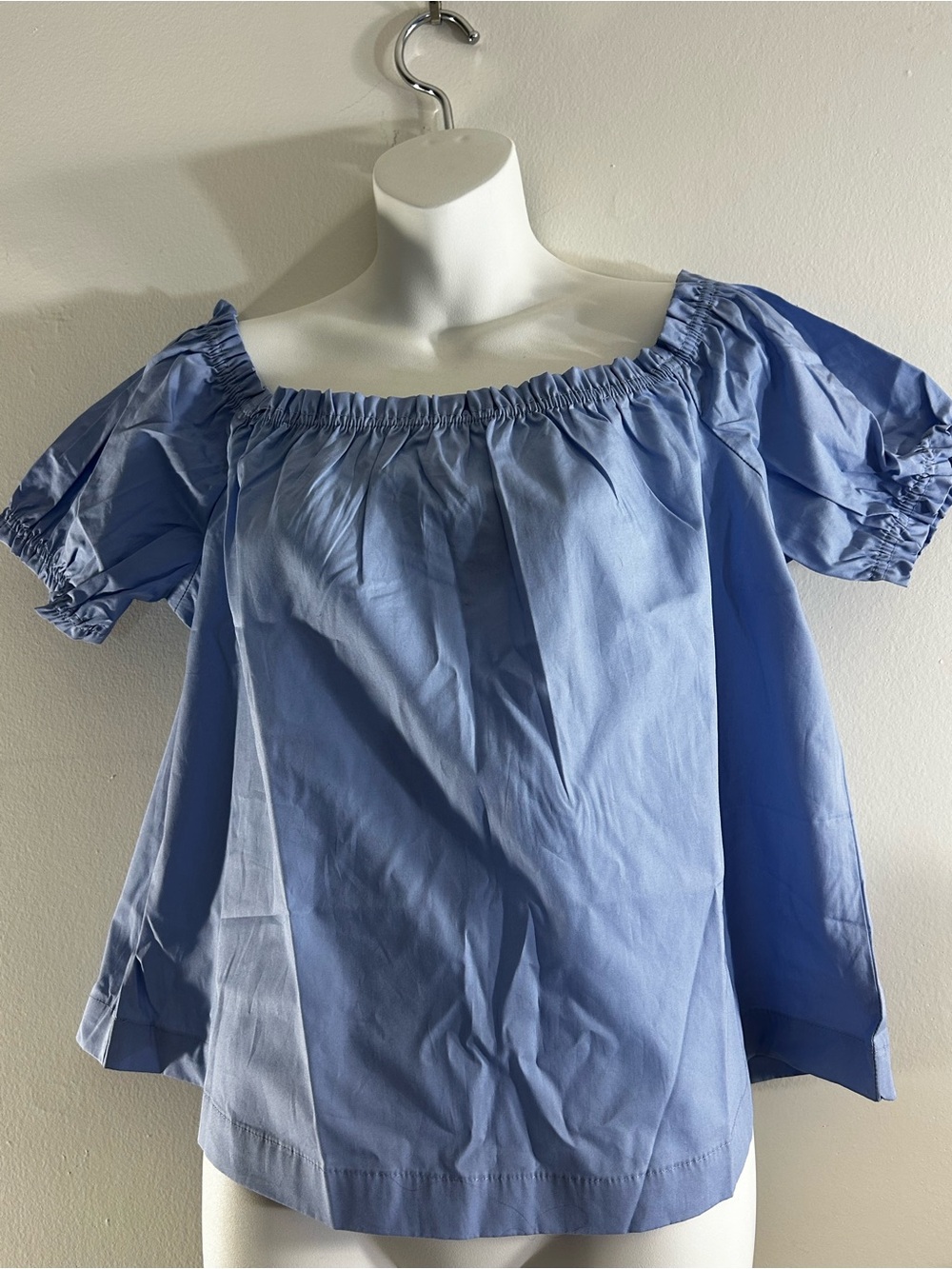 esmara NWT Blue Off Shoulder Cotton Puff Sleeve Blouse Size 6
